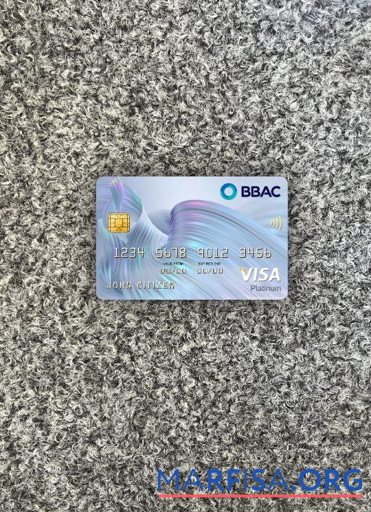 Realistic Lebanon BBAC visa platinum card photolook front download for verification